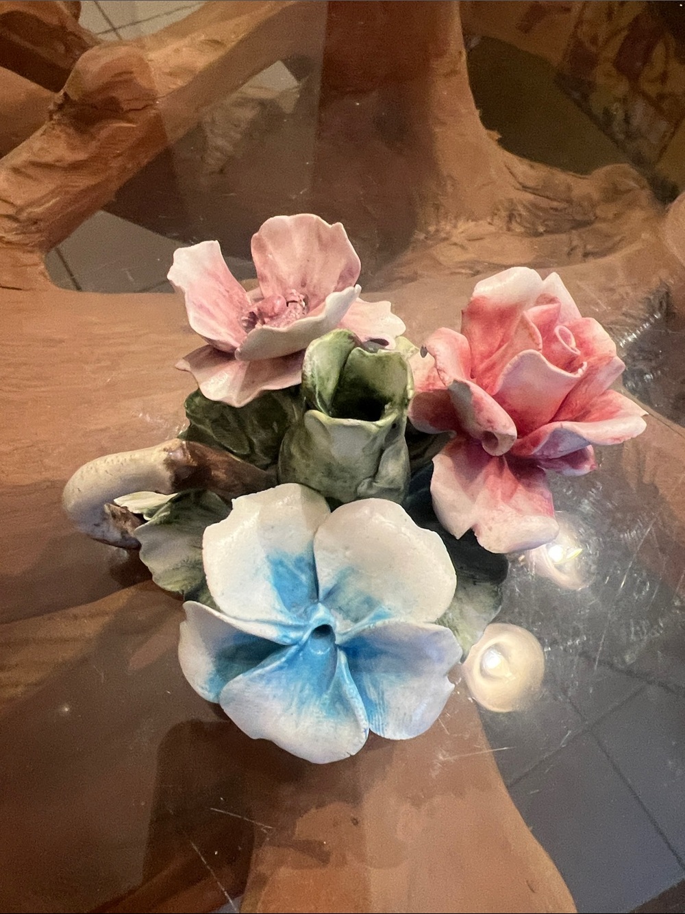 Ceramic Floral candle stick holder by N Visconti Mollica